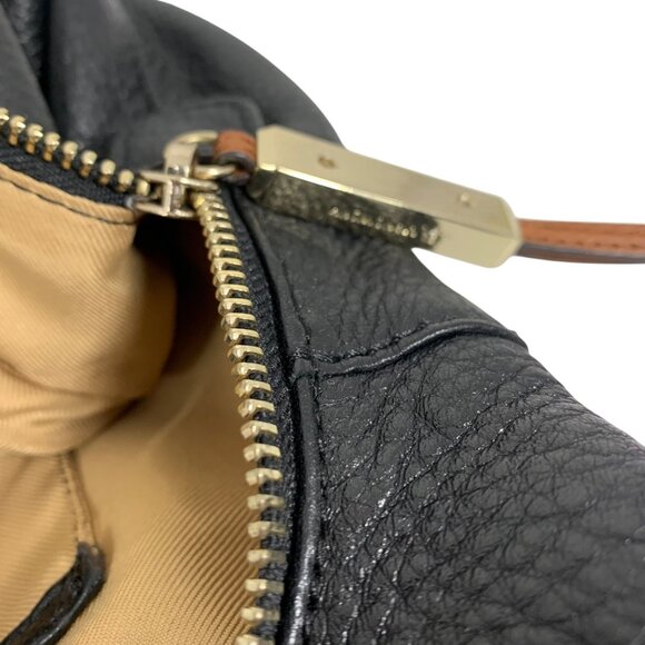 B Makowsky Leather Slouchy Hobo Shoulder Bag Braided Handles Black/Camel EUC - Picture 10 of 12